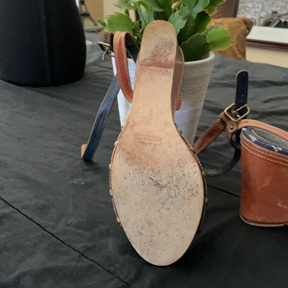 Coach Multi Denim Wedge angle strap shoes - Picture 4 of 6